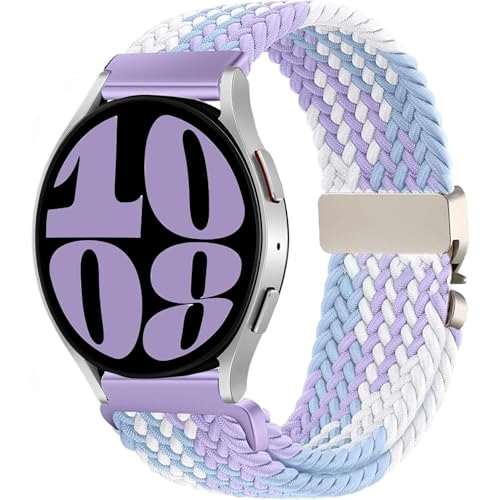 VELULYX Bracelet tressé nylon compatible la Galaxy Watch 7/FE/6/5/4 40mm 44mm, Bracelet élastique 20MM pour Galaxy Watch 6 Classic/4 Classic/5 Pro/3...