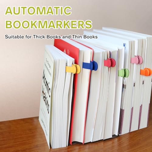 Image of SMUK 6pcs Silicone Automatic Bookmark, Unique Bookmark Page Keeper for Reading Lovers Women Men Kids Teachers, Book Page Holder Markers Clip Book Marks Reading Accessories Gifts