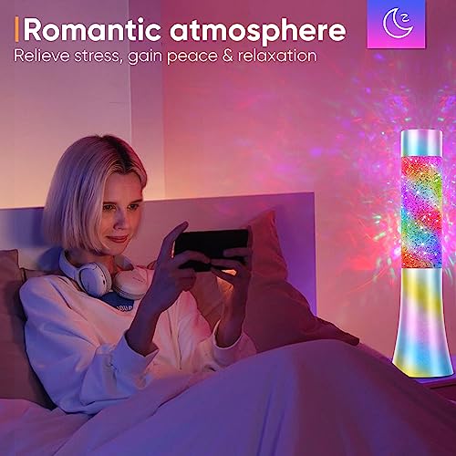 Lava Lamp,Rainbow Glitter With Automatic Color Changing,Desk Lamp With Clear Liquid,Usb Powered Night Light For Home Decoration,Gifts For Kids Teens Adults #TOP2