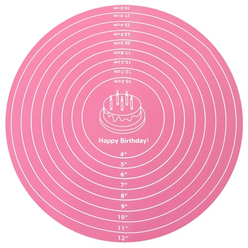 Molain Runde Silikon Backmatte, 30cm Silikonmatte Rund Silikon Rutschfeste Teigmatte mit Skala backmatte silikon tortenunterlage rund für Fondant Gebäck Pizza Kekse Brot Matte