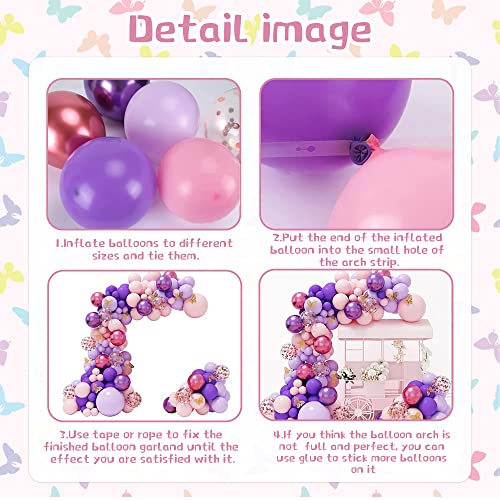 112Pcs Butterfly Decorations, Pink Butterfly Birthday Decorations Include Butterfly Balloon, Cake&Cupcake Toppers, Hollow Butterfly, Heart Balloon, Background, Tablecloth, Party Decorations For Kids #TOP3