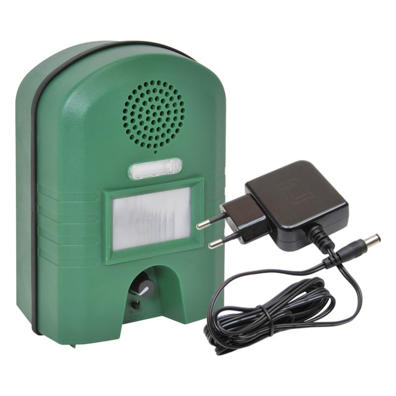 VOSS.sonic 2800 Repelente ahuyentador de Animales con Cable Adaptador, ahuyenta Gatos, Perros, roedores, Aves y Animales Salvajes con ultrasonido y Flash Luminoso