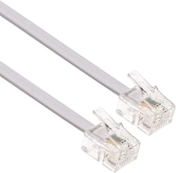 RJ11 Cable ADSL 3m de Extensión Telefónico Conector Telecom de Banda Ancha de Internet de Alta Velocidad de Macho a Macho Enrutador y Módem a RJ11 Enchufe de Teléfono, Microfiltro (Blanco)