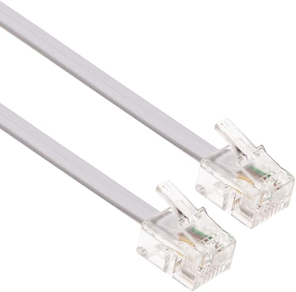 Keple RJ11 Cable ADSL 10m de Extensión Telefónico Conector Telecom de Banda Ancha de Internet de Alta Velocidad de Macho a Macho Enrutador y Módem a RJ11 Enchufe de Teléfono, Microfiltro (Blanco) - 1