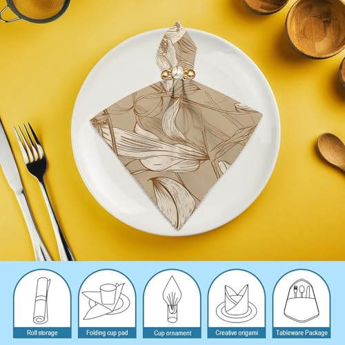 Servilletas de tela beige 45x45 cm set x4 miniatura 7