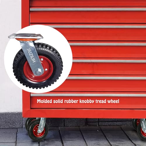 8\" Caster Wheels Outdoor Caster Wheels Heavy Duty Caster Wheels Set Of 4 (2 Swivel & 2 Fixed) Large Rubber Castor Wheels Sets 4 With Screws - Thumbnail 7
