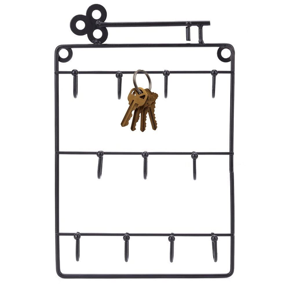 Stakee Key Rack Hook Wall Mounted Key Holder 11 Key Hook Decorative Key Organizer Metal Key Holder for Key Storage