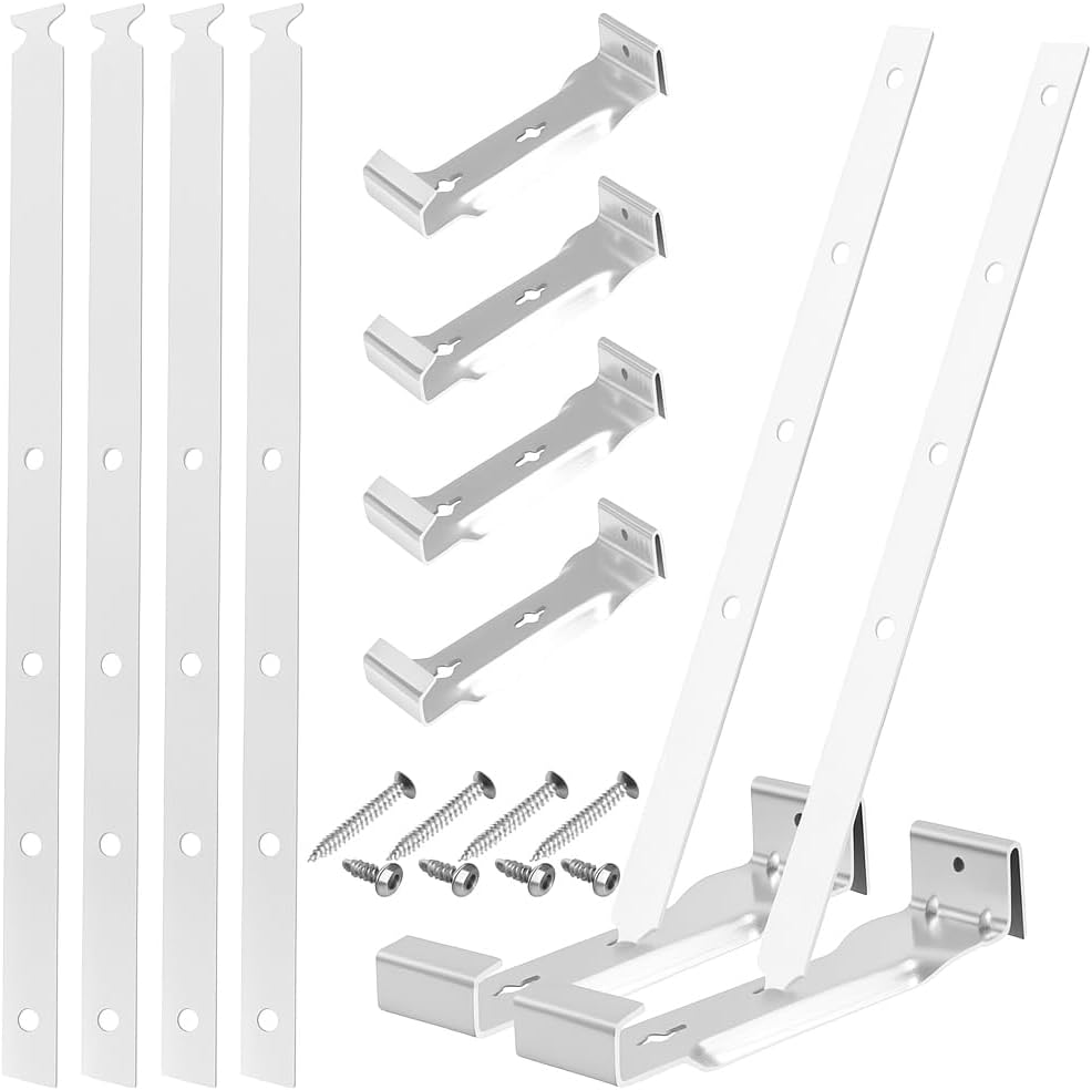 30 Sets 6 Inch Aluminum Gutter Hangers with 10.6 Inch Straps and Rust-Resistant Screws, Extended Length Gutter Brackets for Large Capacity Eavesless Roofs, Silver