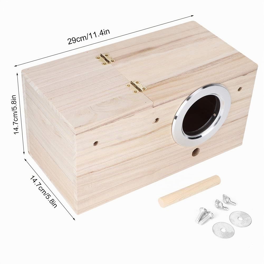 Fdit1 Durevole Nido di Uccelli in Legno Natural Bird House Cockatiels Scatola di Allevamento di Uccelli per colombaia Passero Piccolo Animale