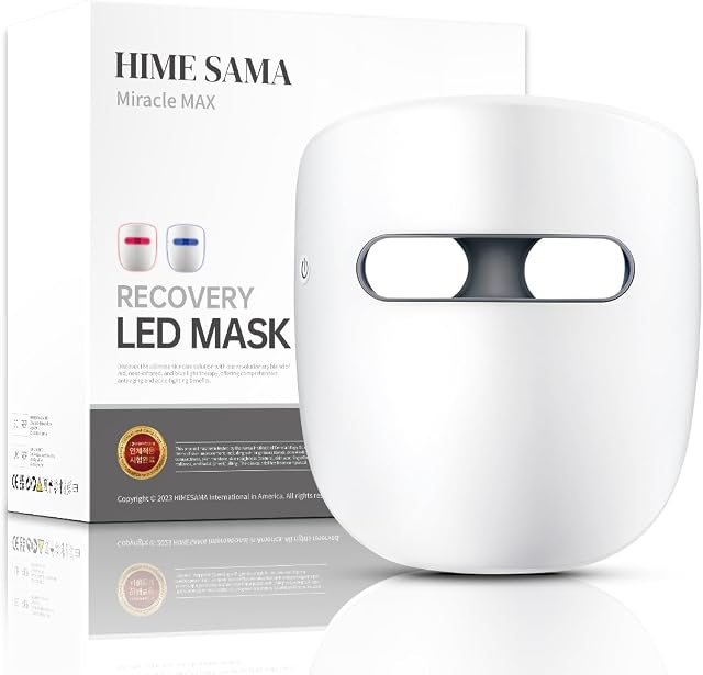 HIME SAMA Led Face Light Therapy Mask, Red Light Therapy Mask, Infrared & Blue Light Therapy Mask for Wrinkle Reduction, Wireless & Silicone Eye Pad Design, Miracle STAR (RB-010)