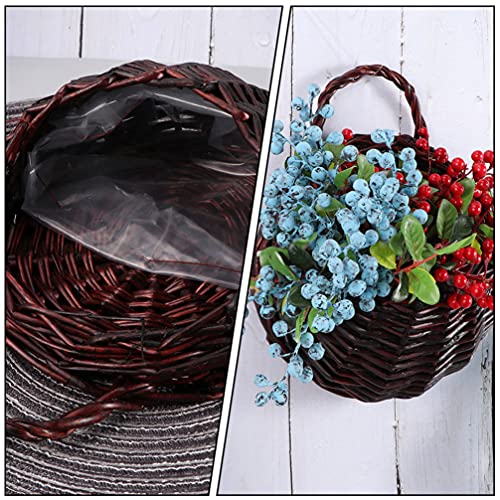 Cabilock 2Pcs Woven Hanging Planter Wall Fence Rattan Basket With Liner Wicker Flower Pots Decoration For Indoor Outdoor Flower Arrangement (M+ S) #TOP3