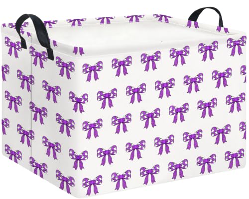 Image of Rectangle Storage Basket,Gift Basket for Halloween,Room Decor(Purple Bow Halloween)