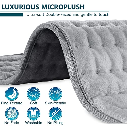 Electric Heat Pad For Back Pain And Cramps Relax - Electric Heat Pad With 6 Heat Settings (Silver Gray, 24''×12‘’) #TOP3