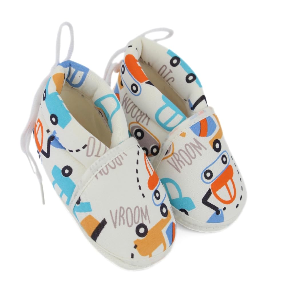 6 To 12 Months Baby Boys & Girls Newborn Soft Printed Cotton Baby Lace White & Orange Booties-BT5343-image-26