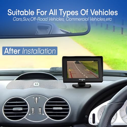 Image of Wagzo 12V, 4.3 Inch Dashboard TFT LCD Car Display Screen with 8 LED Reverse Parking Camera for Car View HD Car Camera, Universal for All Car