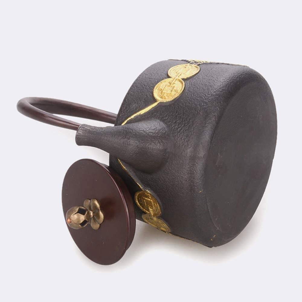 Theiere Fonte Théière Japonaise Théière En Fonte 1.4L Théière Eau Bouillante Service À Thé Théière À La Main Poignée En Cuivre Non Revêtu Couvercle En Cuivre Or Théière en Fonte Theiere Japonaise