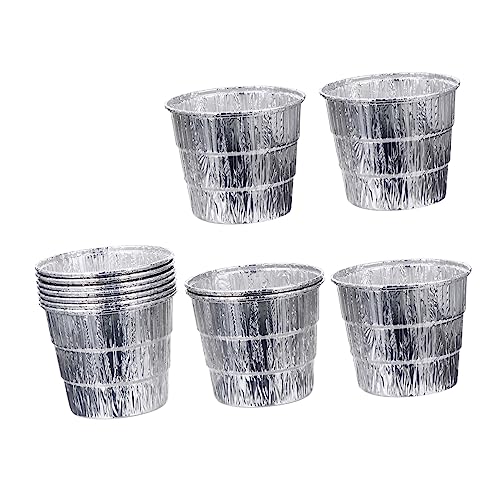 Happyyami BBQ Grill Accessory 12pcs Aluminum Foil Grease Bucket Liner Grease Tray for Gas Grill Replacement Liner for BBQ