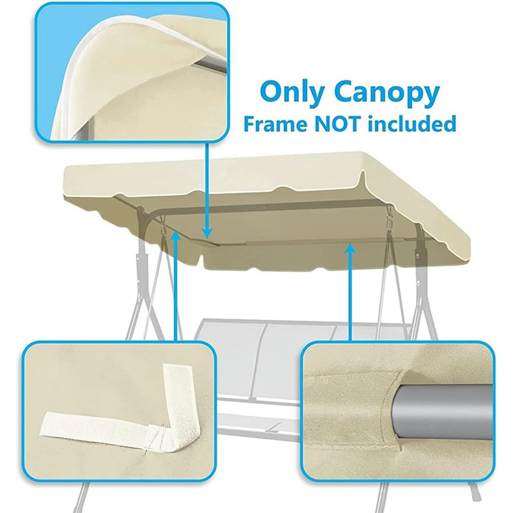 Tenda di Ricambio per Altalena Hollywood, Impermeabile Baldacchino per Dondolo da Balcone Giardino, Copertura di Ricambio per Altalena 3 Posti(Dark Green,190x132 CM (75x52 inch))