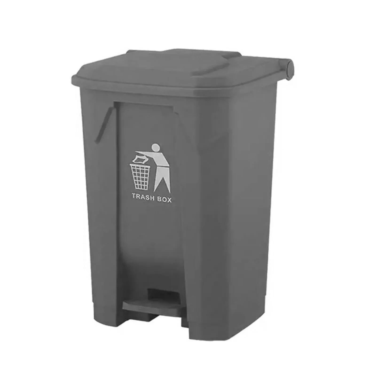 DUAS Recycling Pedal Bin Waste Trash Can for Kitchen & Home Office - Durable Plastic Rubbish Dustbin in 30L, 50L, 80L Sizes - Multiple Colors Available (Grey, 30 Litres)
