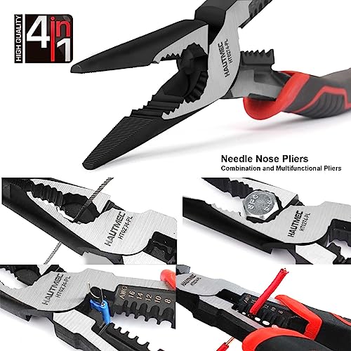 Hautmec HT0274-PL 9 Inch Needle Nose Pliers High Leverage Combination Pliers 4 In 1 Multifunctional Heavy Duty Long Nose Pliers Ht0274-Pl thumb #4