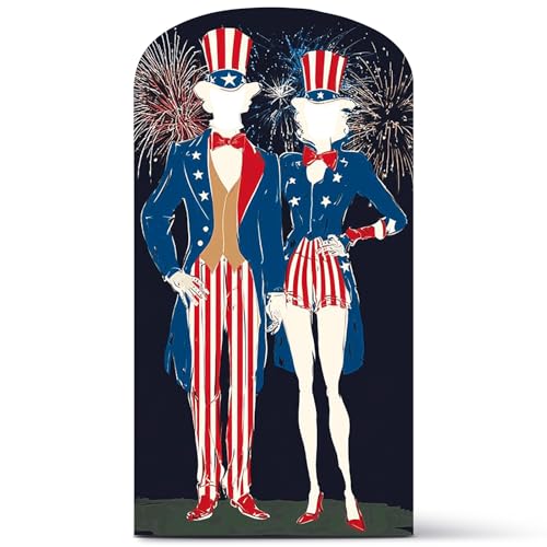 DoubleFill 6ft Independence Day Aunt and Uncle Sam Cardboard Stand up Cutout Life Size Patriotic...