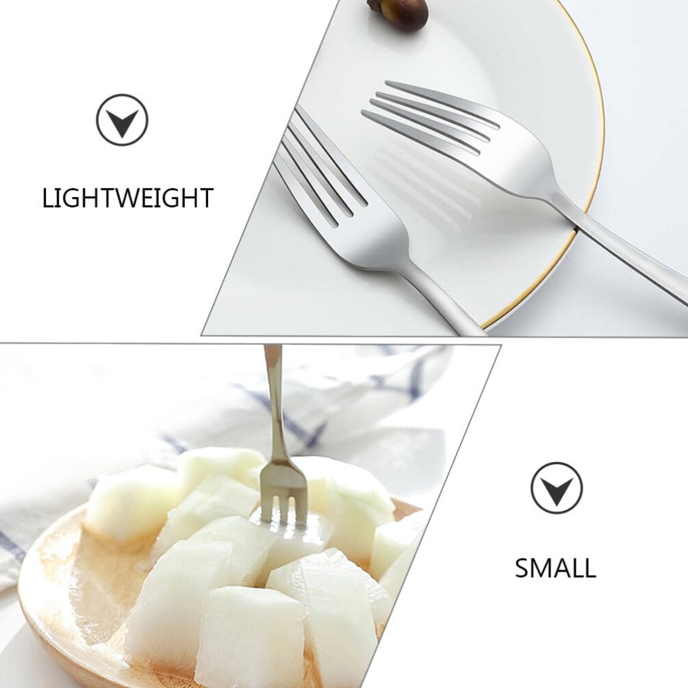 Kichvoe 24 Tenedores De Acero Inoxidable Para Ensalada Tenedores Para Cena Frutas Pasteles Aperitivos Cubiertos Cubiertos Tenedores Para El Hogar Cocina Restaurante