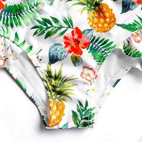 Image of QPANCY Girls One Shoulder Swimsuits Kids Two Piece Bathing Suits Ruffle Beach Swimwear