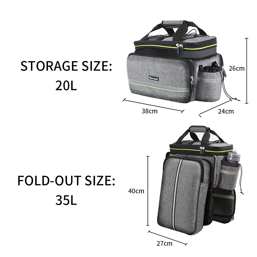 Lixada Alforjas para portaequipajes, bolsa para portaequipajes, bolsa impermeable para asiento de bicicleta, mochila, bolso bandolera, 20L-35L, 38 x 24 x 26 cm