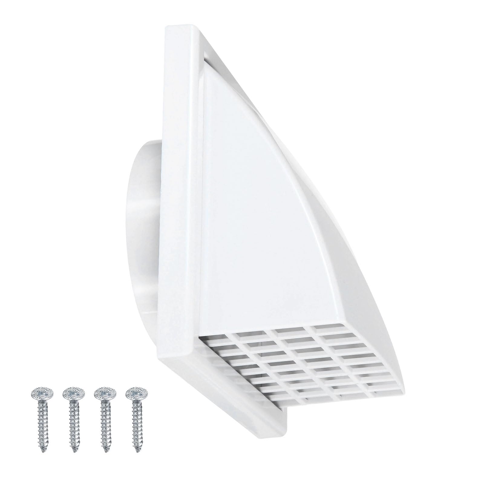 sourcing map Dryer Vent Cover (4" OD) - Exterior Wall Air Vent Covers ABS Plastic Weatherproof Protection Hood with Backdraft Damper for Kitchen/Bathroom/Garage/Outdoor, White