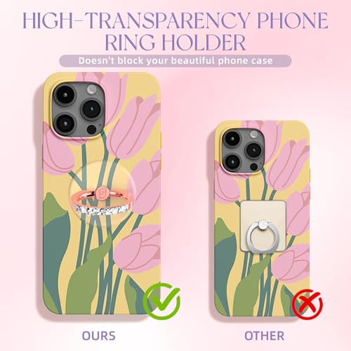 Transparent Phone Ring Holder 2 Pcs, Clear Cell Phone Ring 2 Rose Gold Diamond - Photo 3 sur 31