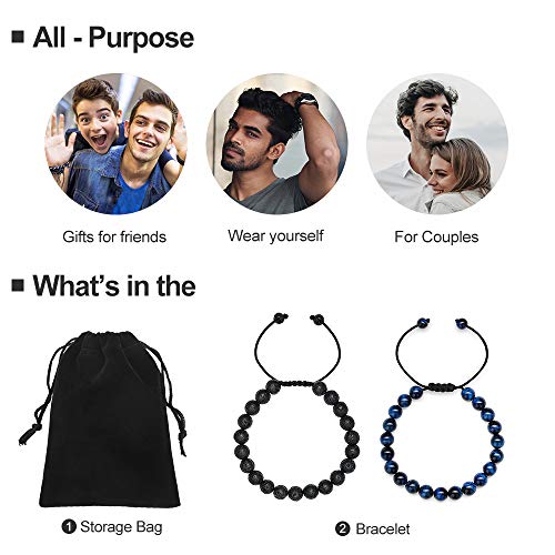 Cool Gifts For Mens,Womens Bracelet Beads, Natural Black Lava Rock Stone Mens Anxiety Bracelets, Adjustable Aromatherapy Essential Oil Diffuser Healing Bracelet Inspirational Gifts #TOP1