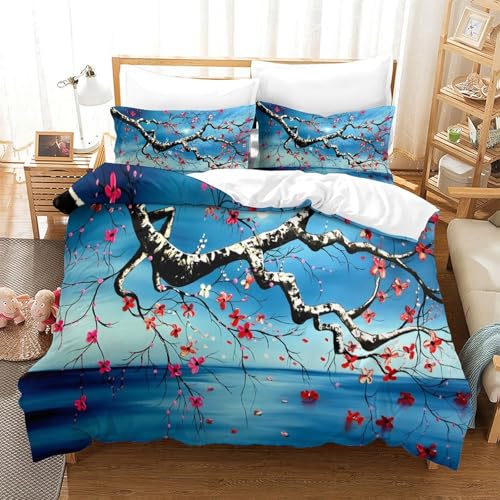 Parure de lit fleurs de cerisier 135x200 single 3D - 3