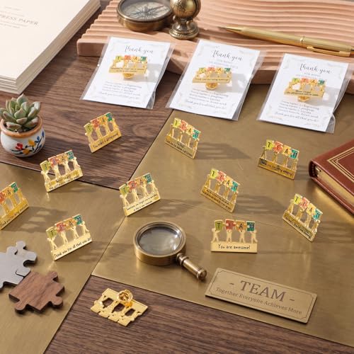 Image of 20 Pack Employee Appreciation Gift Bulk, TEAM Pin, Assorted Styles | Puzzle Piece Enamel Pins, with Inspirational Cards, Recognition Motivation Gifts for Employees Volunteers Coworker Staff