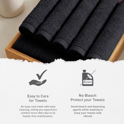 Image of MYTRIDENT Face Towel | Urban Comfort | Quick Drying | Travel Friendly | for Men /Women | 6 Pc Face Towel (30 cm x 30 cm) | 100% Cotton 450 GSM - Black