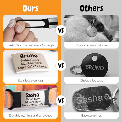 Custom Slide On Pet Tag ID, Fancy Silent Dogs & Cats Personalized No Jingle Engraved Identification Name & Phone Charm for Collar & Harnesses, No Noise for Puppies, Kitties, Horses & Animals - Image 3