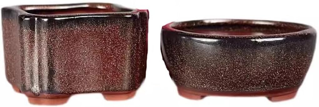 TEESONG 植木鉢 屋内植木鉢 植木鉢 パープルクレイカラー 釉薬フラワーポット ミニチュアポット 2個セット 多肉植物ミニチュ