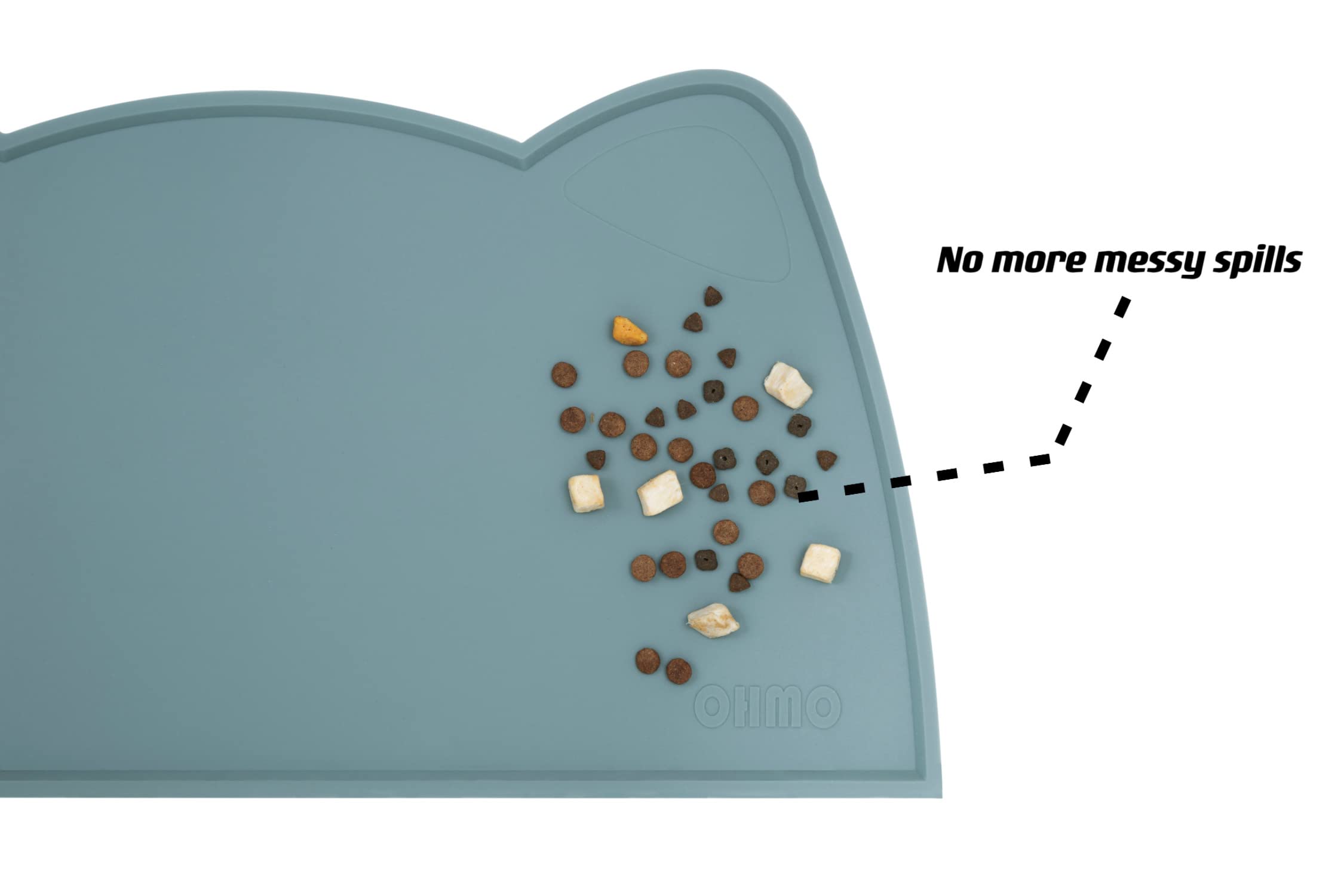 OHMO Tappetino Ciotola per Cani e Gatti in Silicone, Impermeabile Antiscivolo a Prova di Fuoriuscita per Cibo e Acqua, Facile da Pulire, 52x30cm, Azzurro