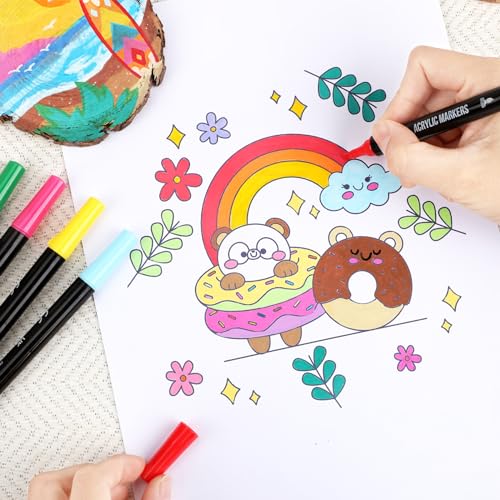 Pagather AM002 48 Colors Acrylic Paint Markers, Dual Tip With Fine Tip And Brush Tip Pens thumb #6