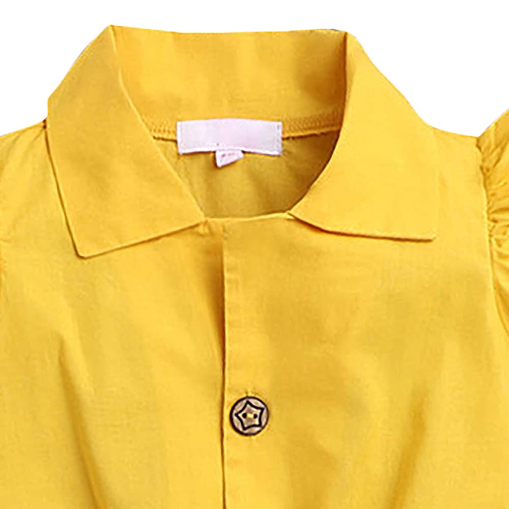 Hopscotch Girls Solid Playsuit In Yellow Color for Ages 12-18 Months 1