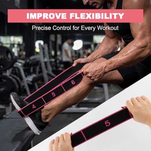 Fitness Resistance Band for Stretching and Yoga, 8-Section Elastic Training Bands, Number Stretch Resistance Band with Clear Markings for Home Gym Training(Rose Red) - image 6