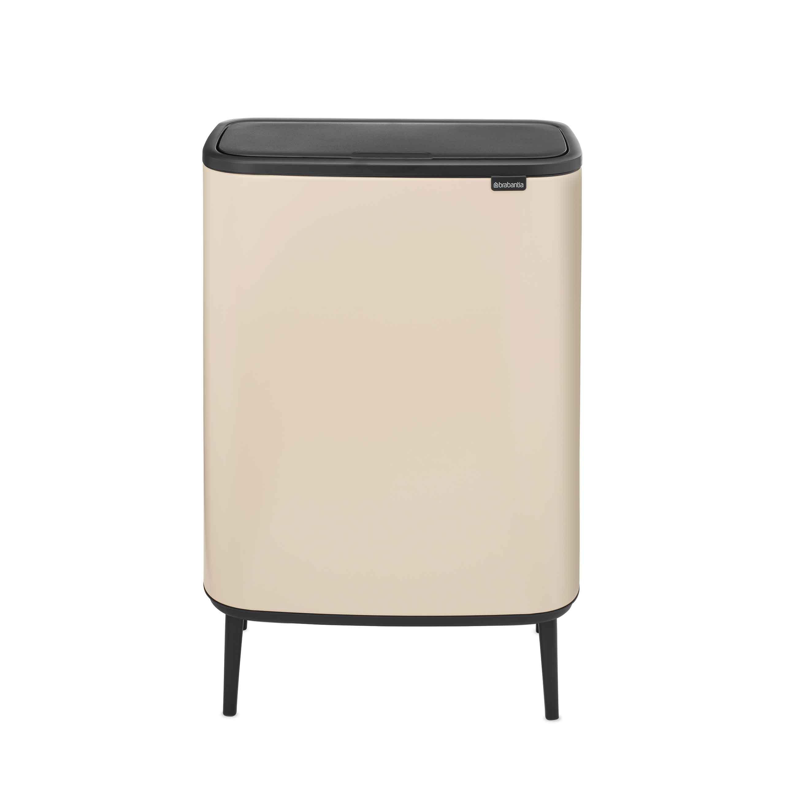 Brabantia Bo Touch Bin Hi Küchenmülleimer 2 x 30 l - Abfalleimer mit Soft-Touch-Öffnungssystem | Platzsparender Restmülleimer mit zwei Inneneimern für die Küche | Soft Beige