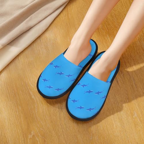 Cute Shark Print House Slippers For Women And Men,Soft Slippers With Memory Foam,Non-Slip Indoor Home Shoes4