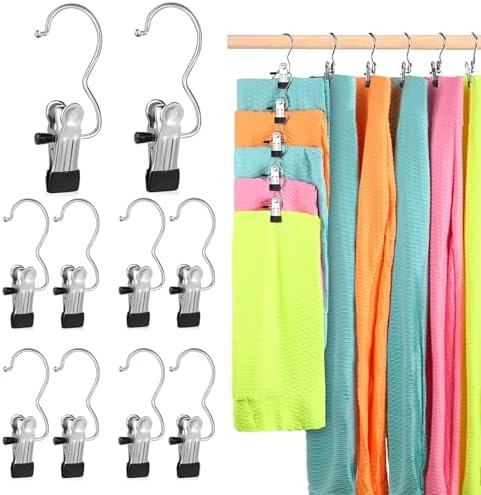 Skirt Or Pants Hangers With Clips - 5 Pack With 50 Clips, Space-Saving Closet Organizer For Leggings & More, Black - View #3