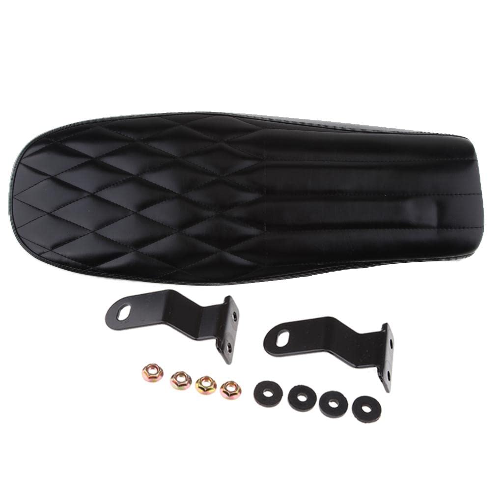 ATORSE Motorcycle Vintage Cafe Racer Saddle Seat Stylish Rhombus and Line, Black Waterproof Artificial Leather-image-31