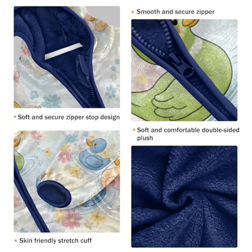 Ducks Flowers Butterflies Toddler Fleece Jacket Girl Boys Hooded Fleece Jacket Coat Warm Outwear Zip-up 3-10T3