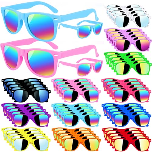 Oleitodh 60 Pcs Kids Sunglasses Bulk Party Favors,Neon Party Sunglasses for Boys Girls, Summer Pool Beach Party Favors Supplies,Gift for Birthday Party and Outdoor Activity Age 3-8