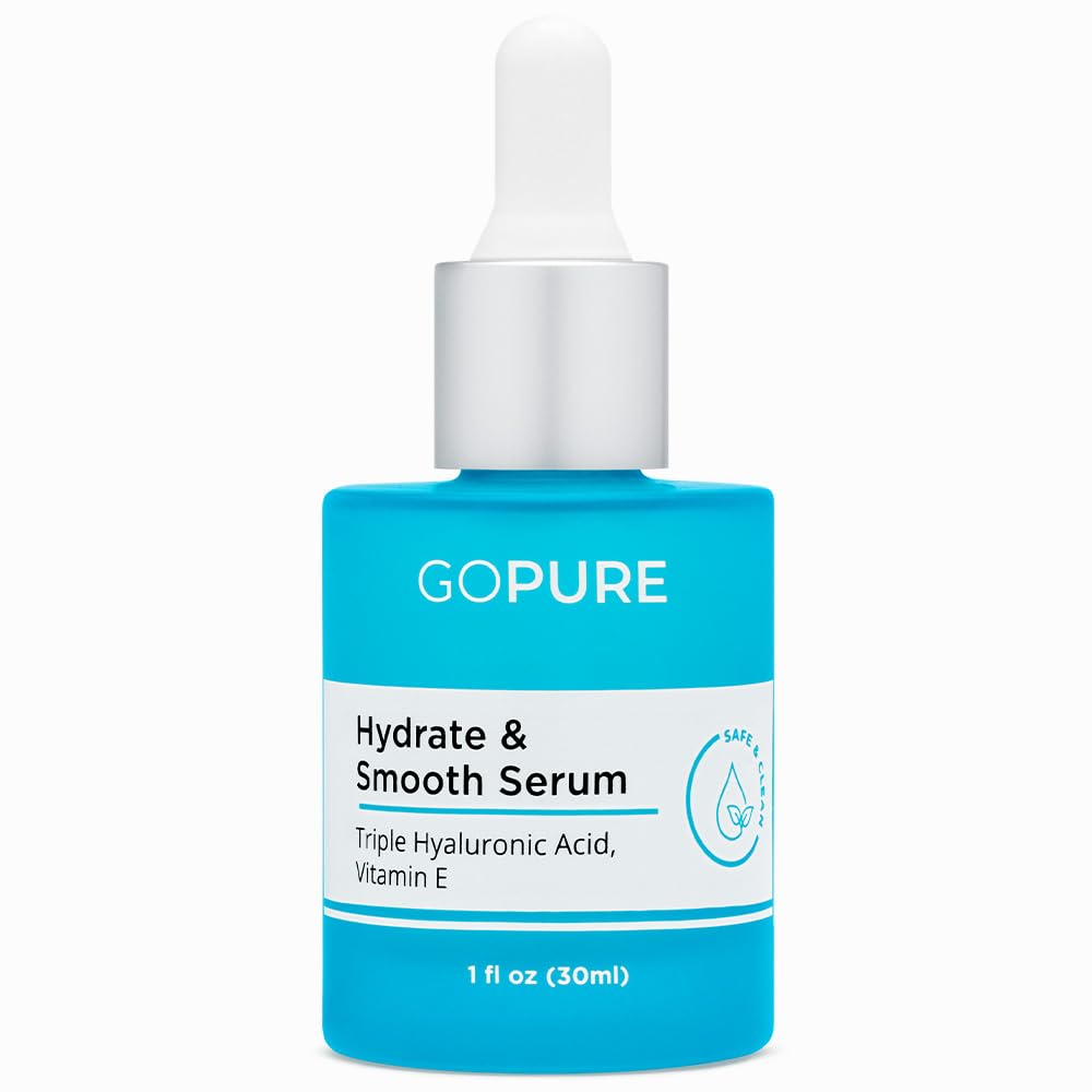 goPureActives Hyaluronic Acid Serum with Vitamin E - Natural Glow for Visibly Brighter, Hydrated Skin, Anti-Aging Serum to Smooth the Appearance of Wrinkles and Promote a Firmer-Look - 1 fl oz