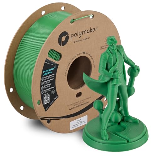 Image of Polymaker ABS Pro 3D Printer Filament 1.75mm, Green 1kg Engineering Grade ABS with High Heat Resistance, Durable, Tough, for Functional Parts, Printer Components & Prototypes