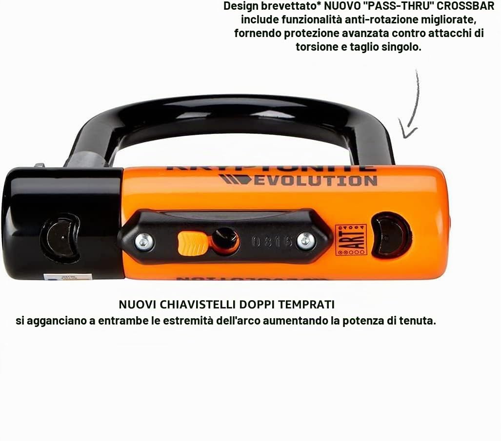 Kryptonite New-U - Evolution , Blocco Disco Evolution Standard con Supporto Flexframe-U Unisex – Adulto, Arancione, 10 x 22.9