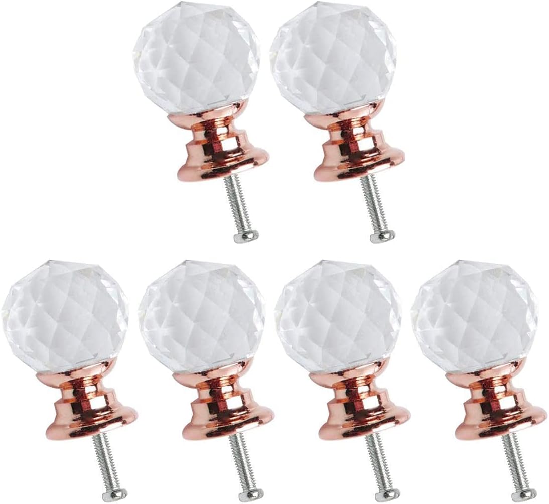 6 Pieces Crystal Aluminum Alloy Knobs, 30x31mm